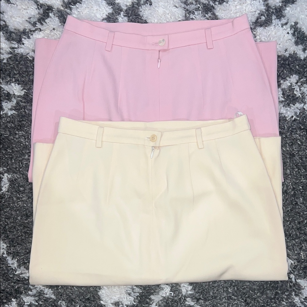 Vintage Mondi High Waisted Wool Blend Skirt Pink and Cream - 2 piece set